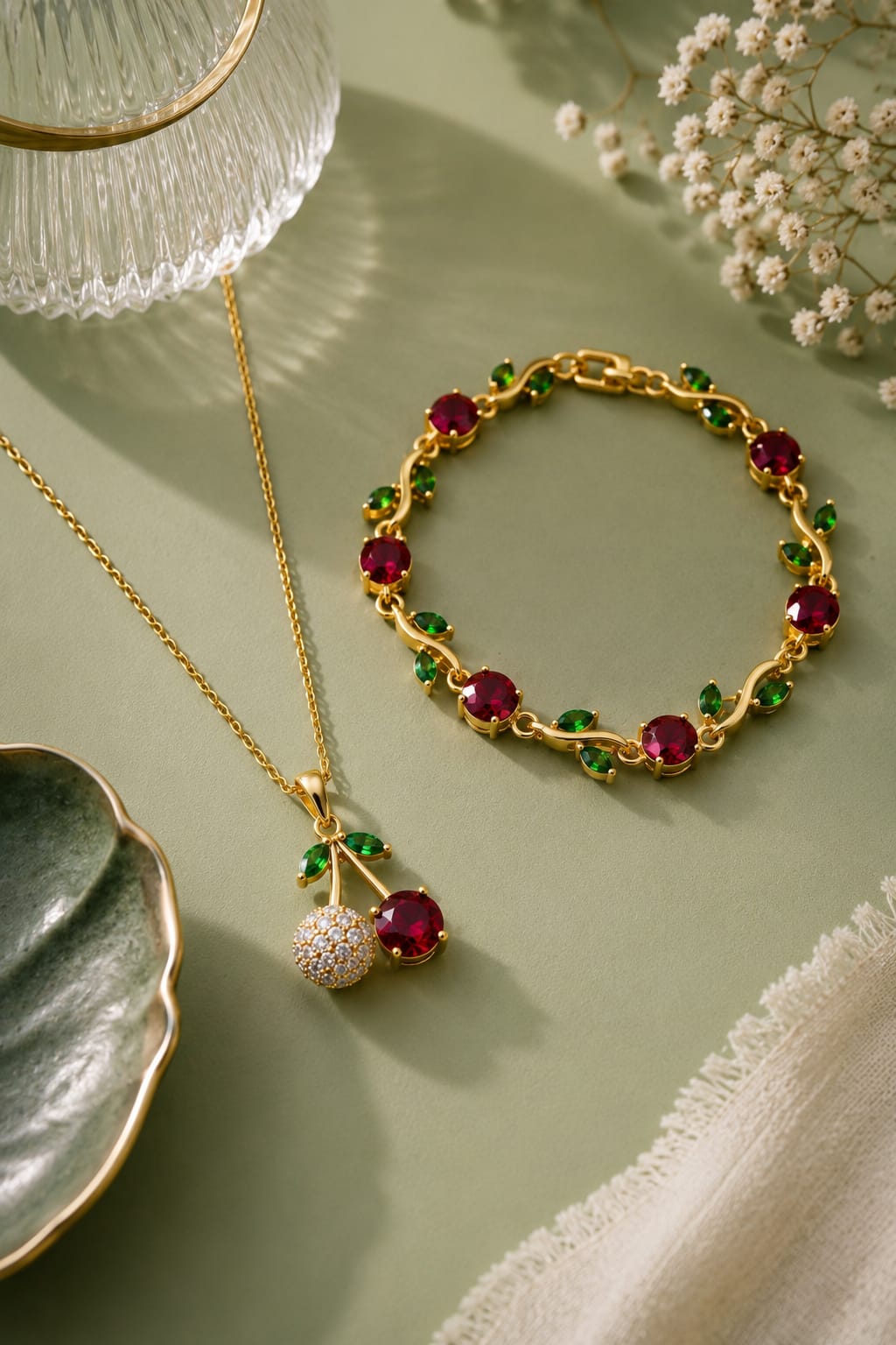 SET OF NECKLESS AND BRACELET